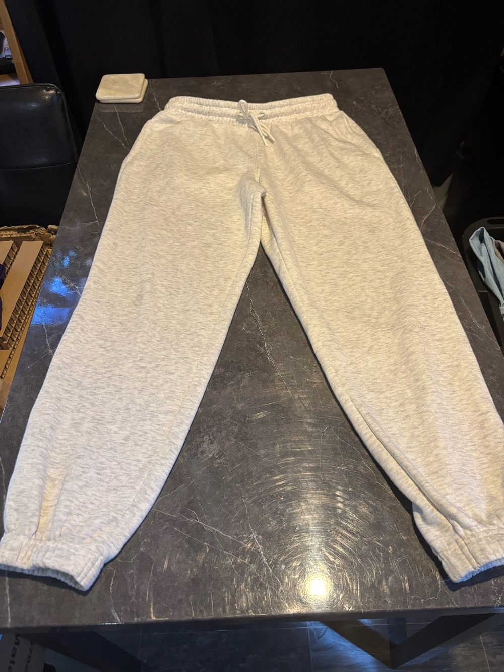 Neutral Gray Drawstring Jogger Sweatpants